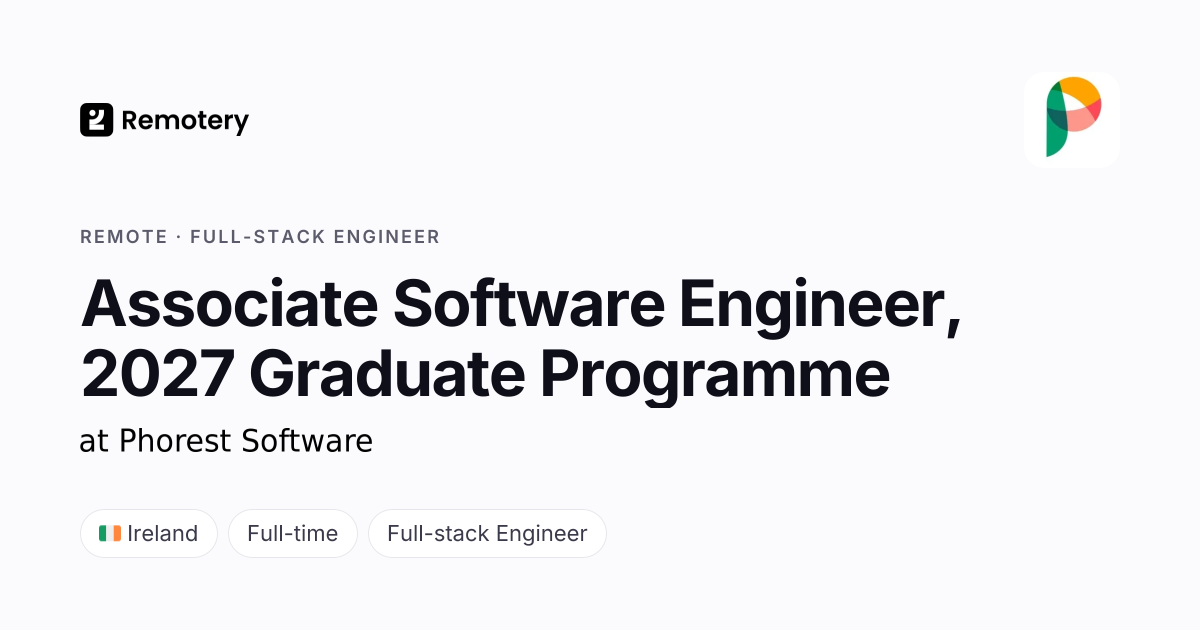 Remote Associate Software Engineer, 2027 Graduate Programme at Phorest ...