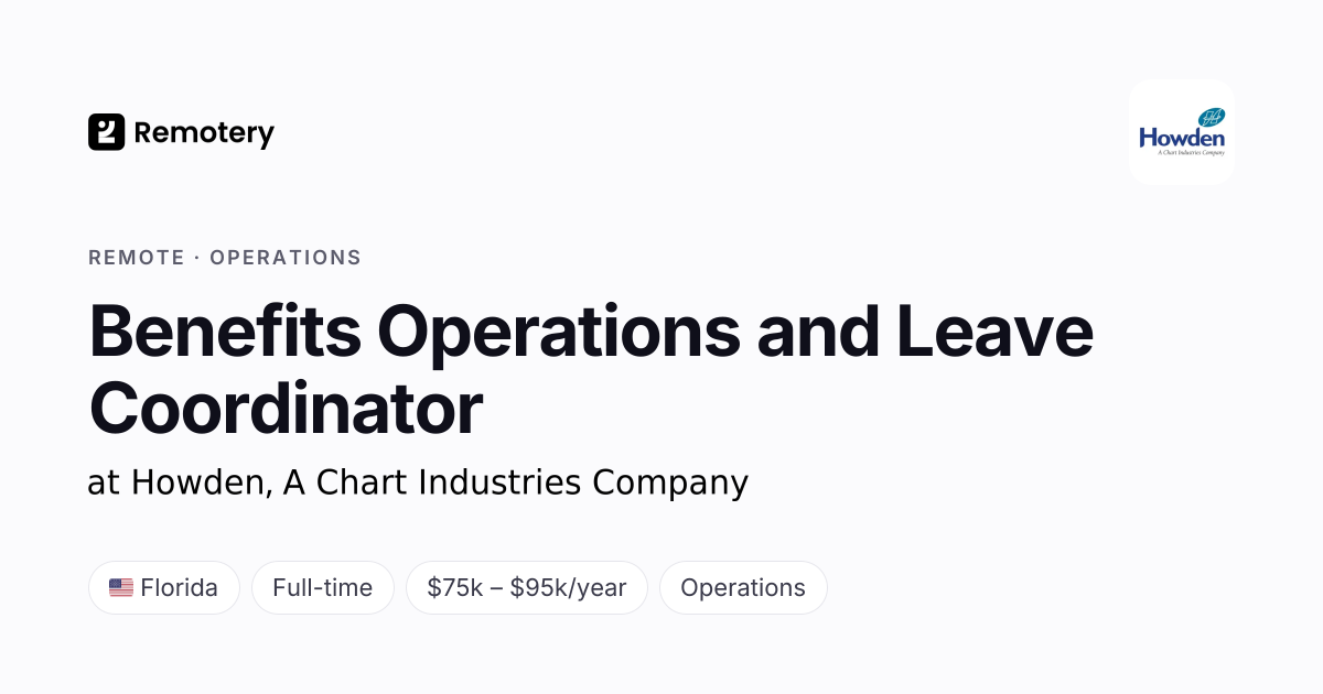 Remote Benefits Operations and Leave Coordinator at Howden, A Chart ...