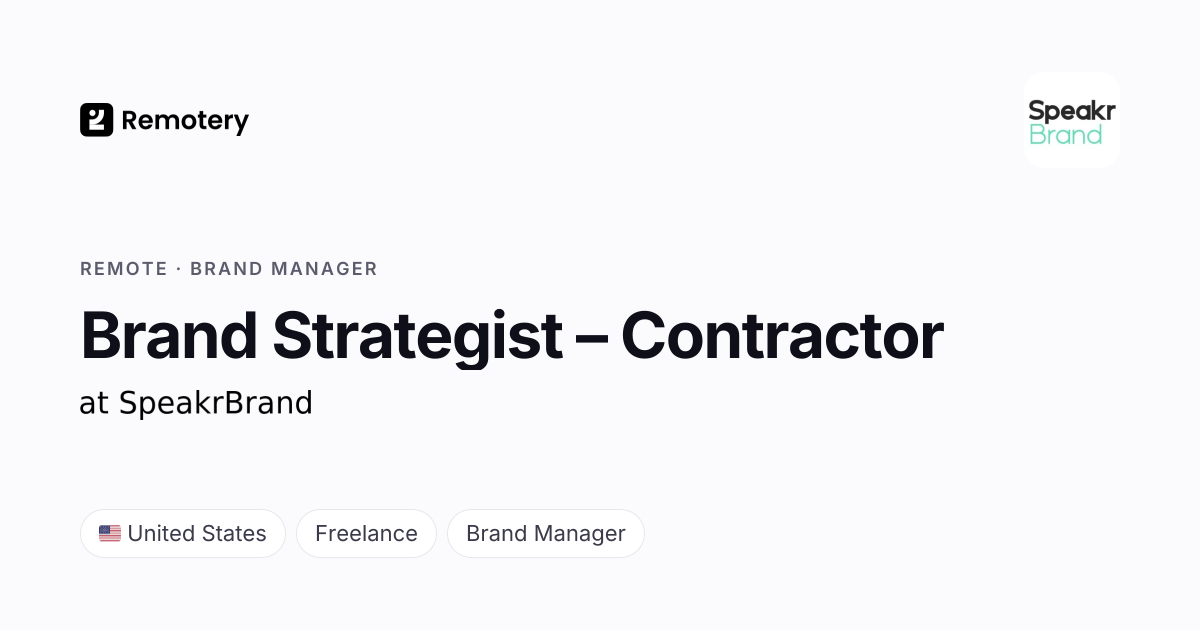 Remote Brand Strategist – Contractor at SpeakrBrand | Remotery