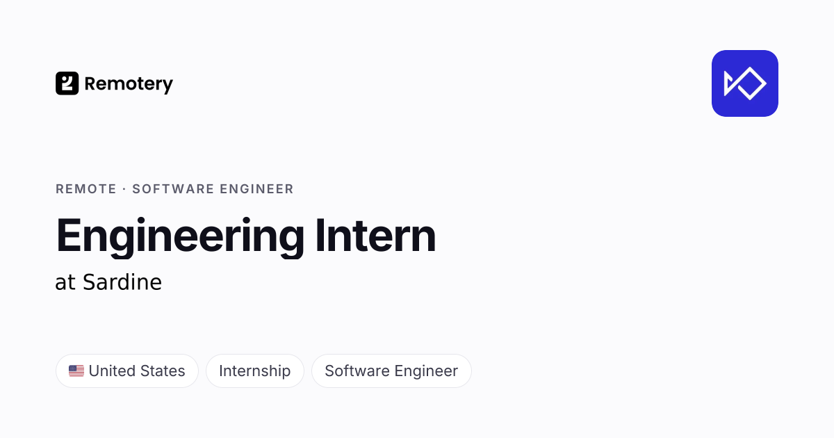 Remote Engineering Intern at Sardine | Remotery