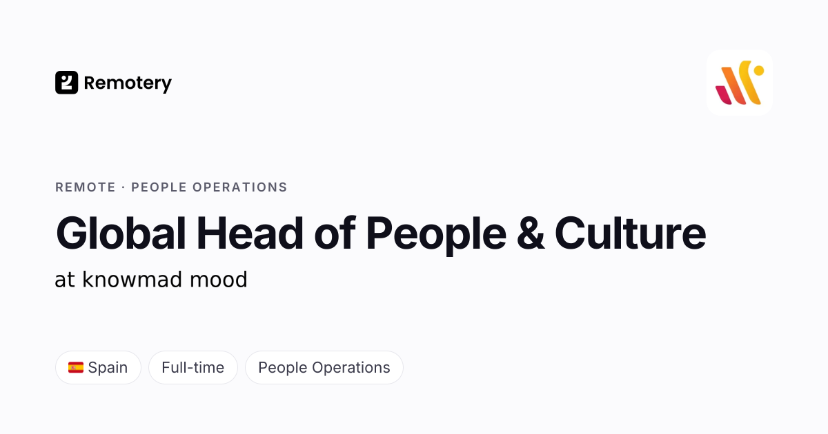 Remote Global Head of People & Culture at knowmad mood | Remotery