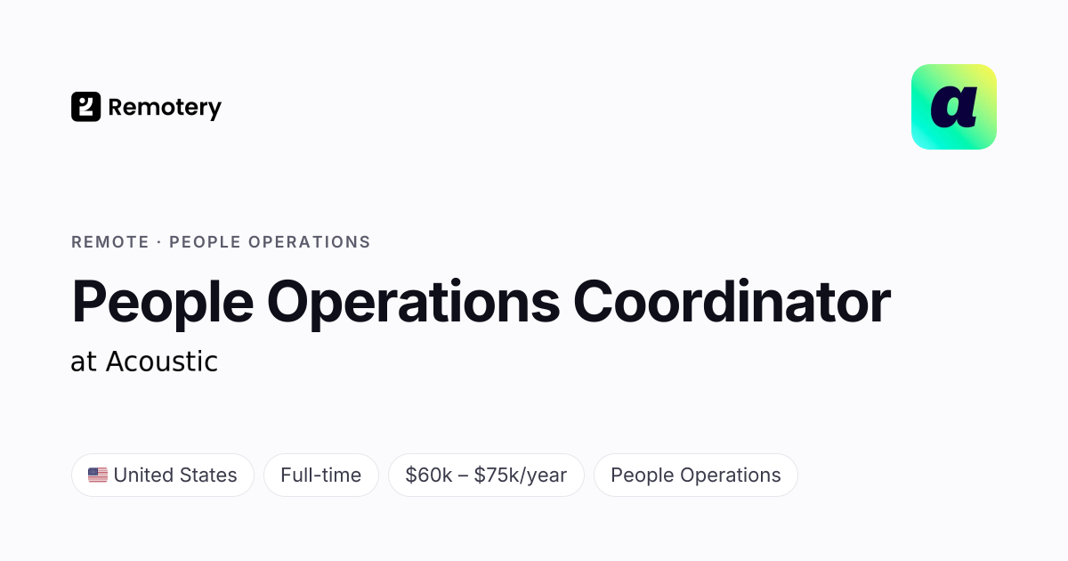 Remote People Operations Coordinator at Acoustic | Remotery
