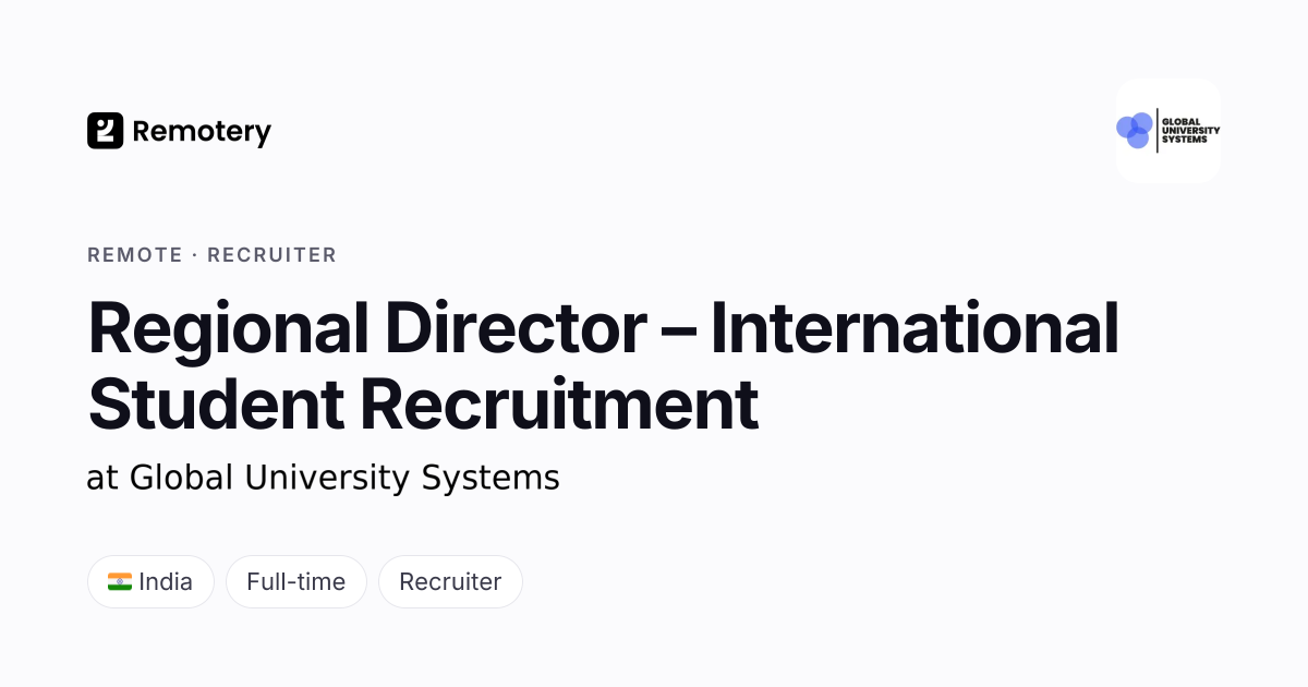 Remote Regional Director – International Student Recruitment at Global ...
